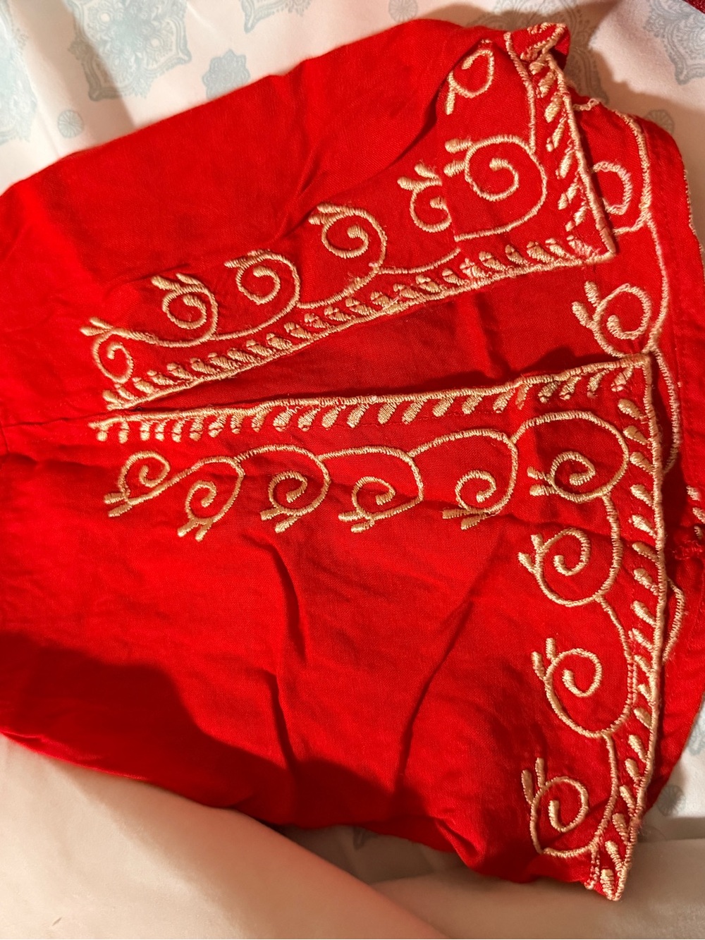 Red Embroidered V-Neck Tunic - Picture 9 of 10